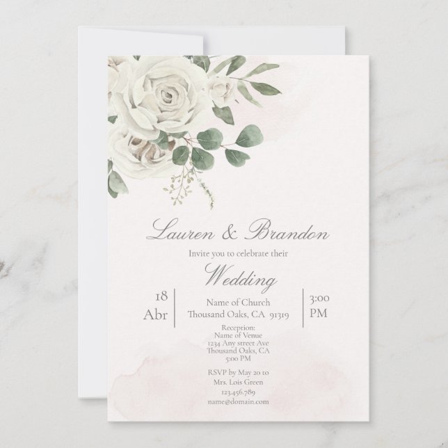 Einladung von Greenery Wedding (Vorderseite)