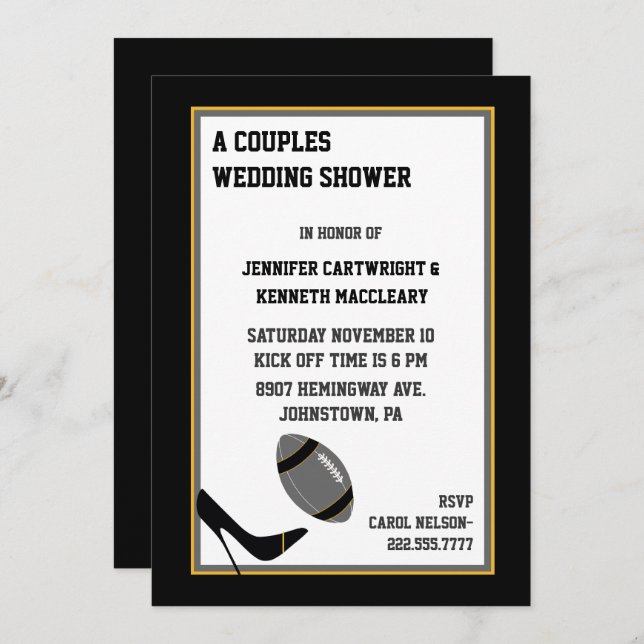 Einladung von Grey & Black Football Polterabend (Vorne/Hinten)