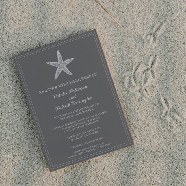 Einladung von Grey Starfish zur Hochzeit (Gray Starfish Wedding Invitation)