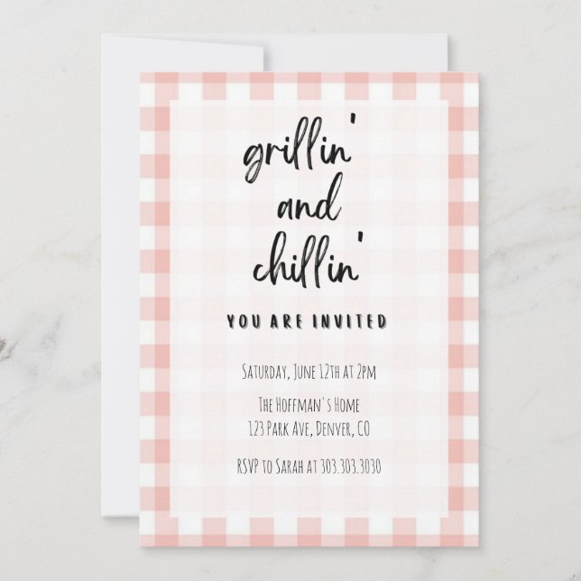 Einladung von Grillin' und Chillin' Gingham GRILLE (Vorderseite)