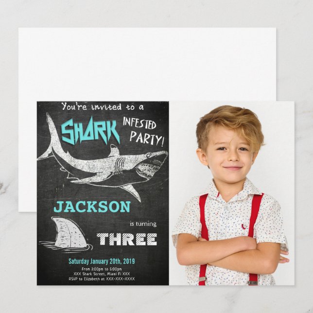 Einladung von Haifischen Foto (Vorne/Hinten)