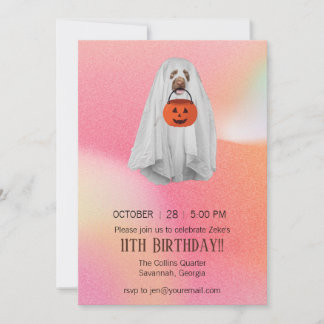 Einladung von Halloween-Party mit Ghost Dog