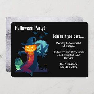 Einladung von Halloween-Party Spuk Scarecrow