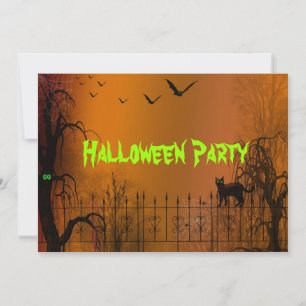 Einladung von Halloween-Party- und Schwarzkatzen