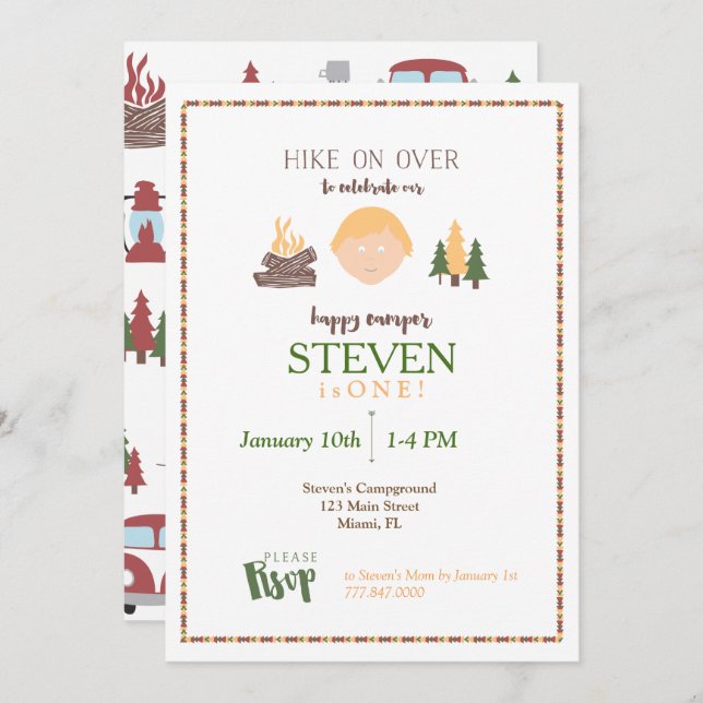 Einladung von Happy Camper (Vorne/Hinten)