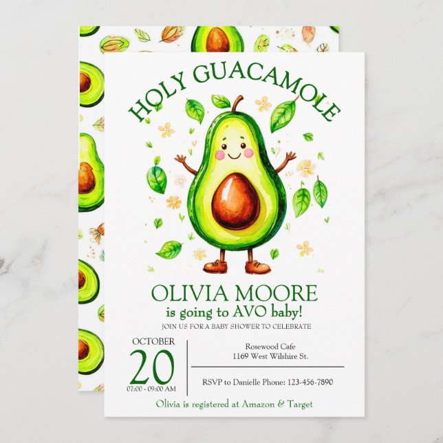 Einladung von Heiliger Guacamole Avocado Kinderdus (Vorne/Hinten)