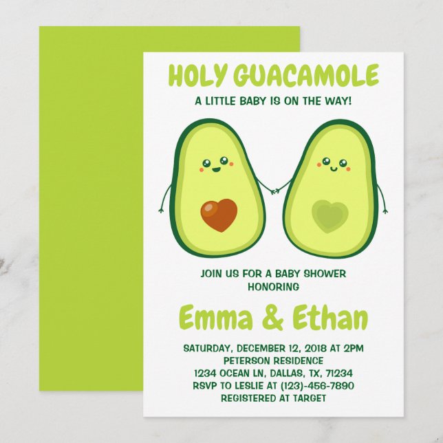 Einladung von Heiliger Guacamole Avocado Kinderdus (Vorne/Hinten)