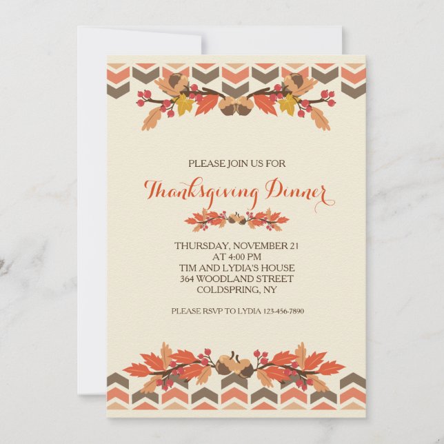 Einladung von Herbstlaub und Acorns (Vorderseite)