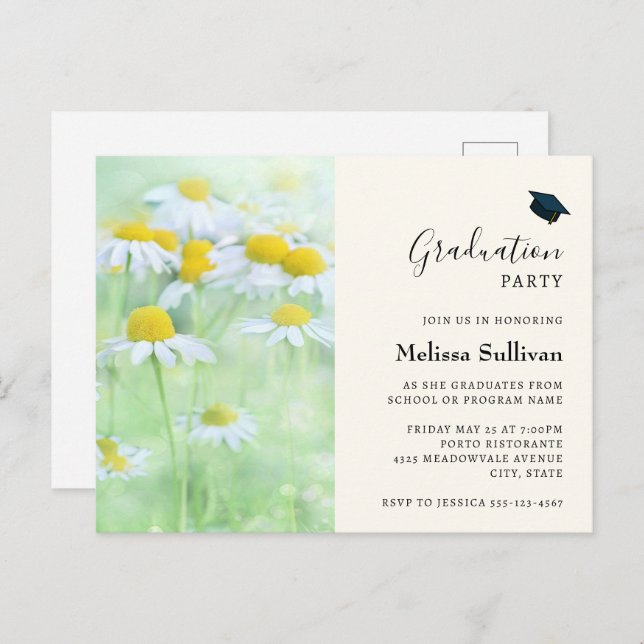 Einladung von hübschen Abschlüssen Postkarte (Vorne/Hinten)