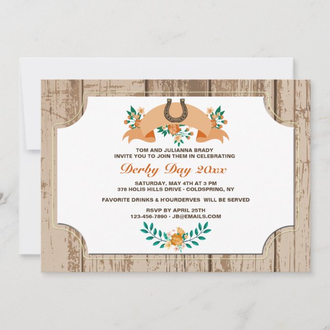 Einladung von Hufeisen und Blume (Vorderseite)