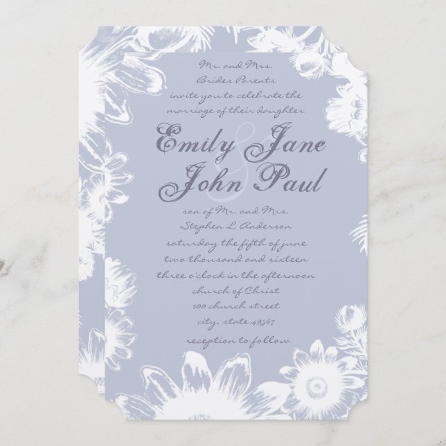 Einladung von Icicle Lavender Vintagen Blumenzelle (Vorne/Hinten)