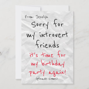 Einladung von Introvert zum Geburtstag - Funny Inv