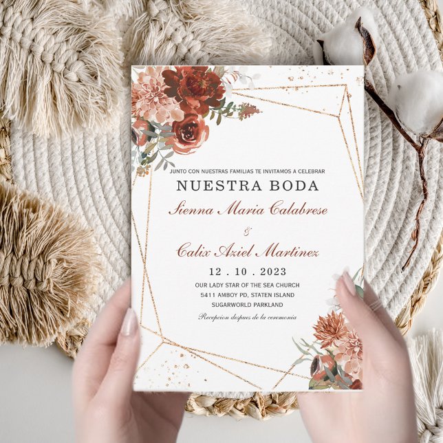 Einladung von Invitación boda marsala en español (Von Creator hochgeladen)