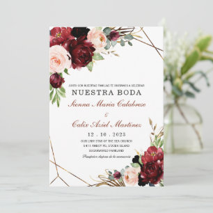 Einladung von Invitación boda marsala en español