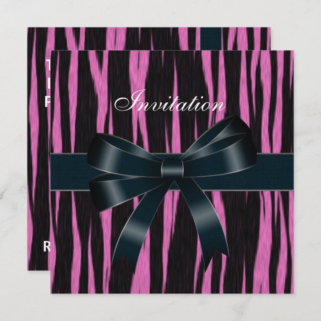 Einladung von Jeden Anlässen Black Pink Bow (Vorne/Hinten)