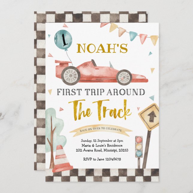 Einladung von Junge zum Geburtstag (Vorne/Hinten)