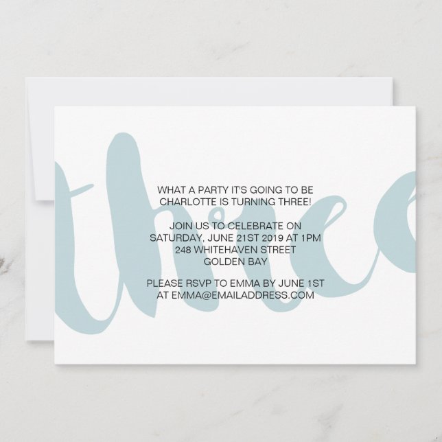 Einladung von Jungen zum dritten Geburtstag (Vorderseite)