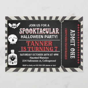 Einladung von Jungs Halloween Ticket Geburtstag