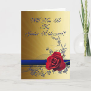 Einladung von Junior Bridesmaid mit rote Rose
