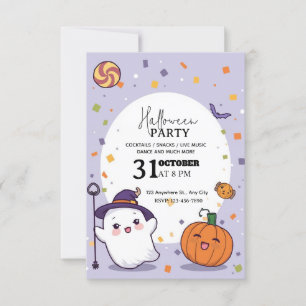 Einladung von Kawaii Halloween-Party - Bearbeitbar