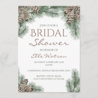 Einladung von Kiefernkronendusche, Winterhochzeit