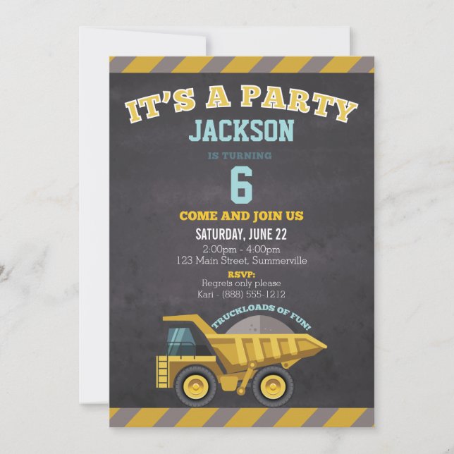 Einladung von Kindern zum Geburtstag (Bau) (Vorderseite)