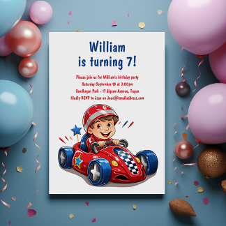 Einladung von Kindern zum Geburtstag eines Rennwag