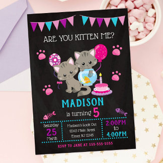 Einladung von Kitty zum Geburtstag / Girl Kitten P