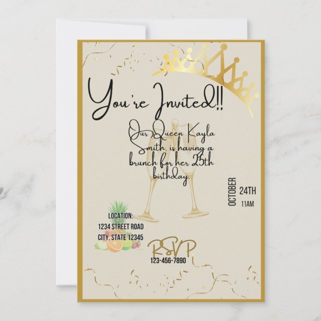 Einladung von Königin Birthday (Vorderseite)