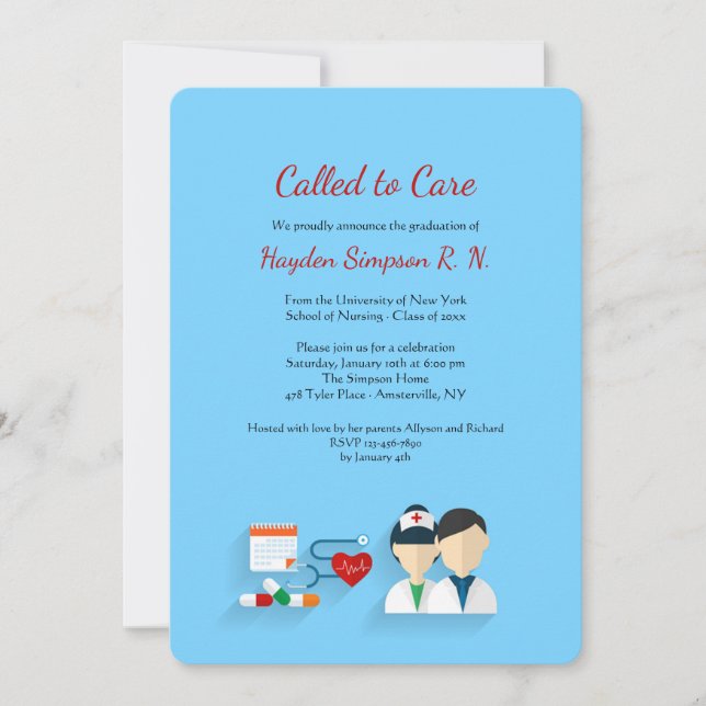 Einladung von Krankenpflegeabsolventen (Vorderseite)