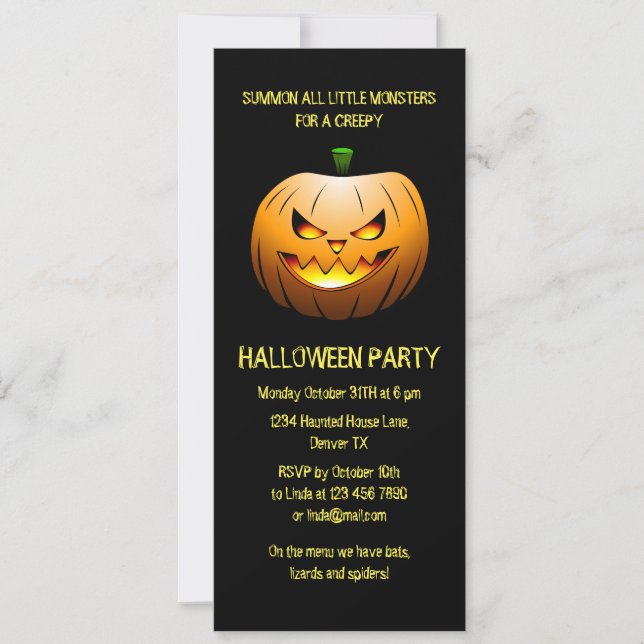 Einladung von Kürbiskürbis zum Creepy Burning Hall (Vorderseite)