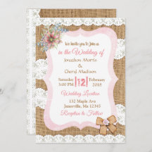 Einladung von Lace and Burlap Floral Wedding