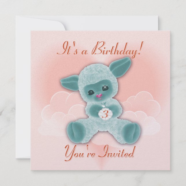 Einladung von Lamm- und Wolkenkindern zum Geburtst (Vorderseite)