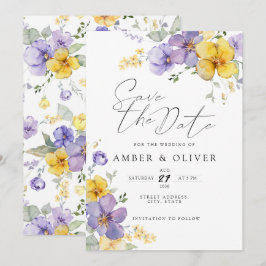 Einladung von Lavendel Gelbblumen Save the Date