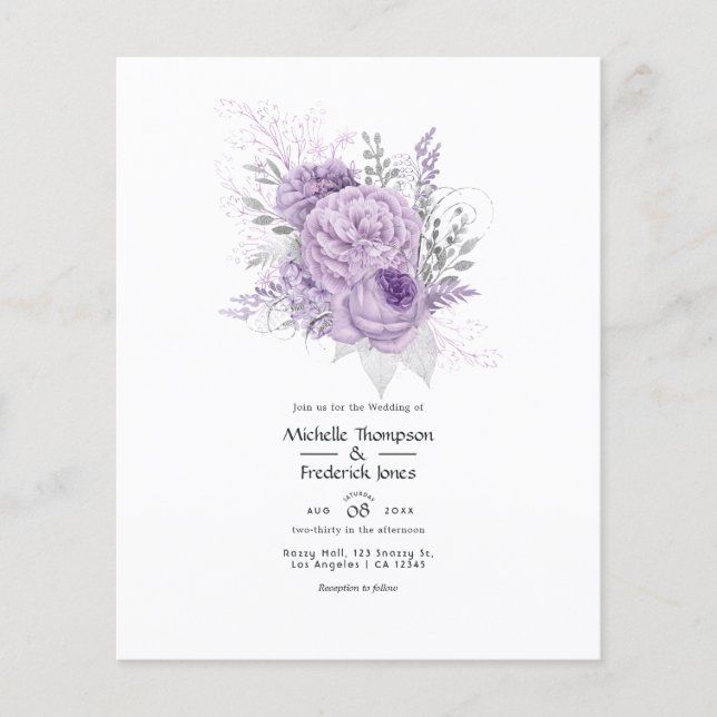 Einladung von Lavendel und Silver Floral Flyer (Vorne)