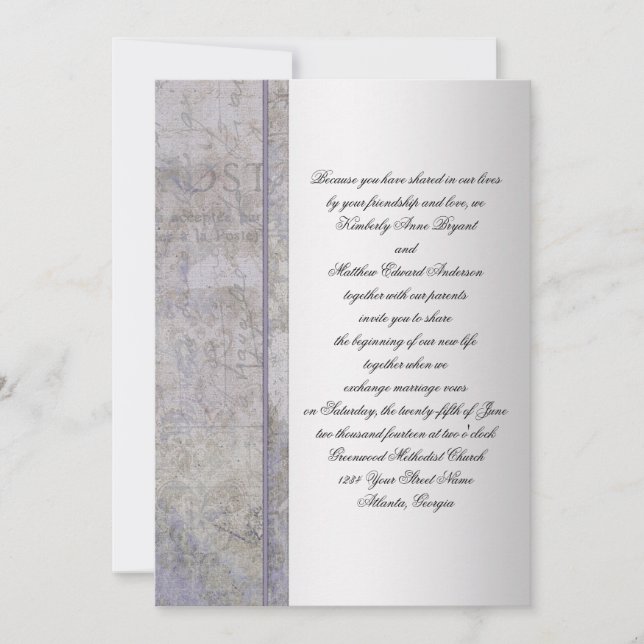 Einladung von Lavendel und Silver Grunge (Vorderseite)