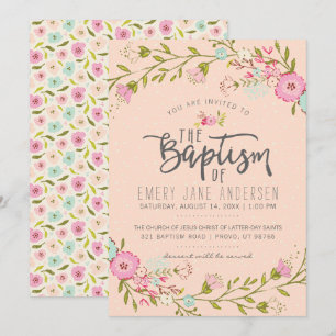 EINLADUNG VON LDS BAPTISM Elegante Rosa Floral G