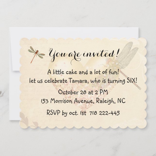 Einladung von Libellen und Bollwerken zum Geburtst (Vorderseite)