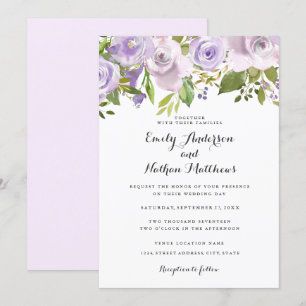 Einladung von Lilac Lila Watercolor Floral Wedding