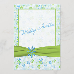 Einladung von Lime Green and Blue Floral Wedding