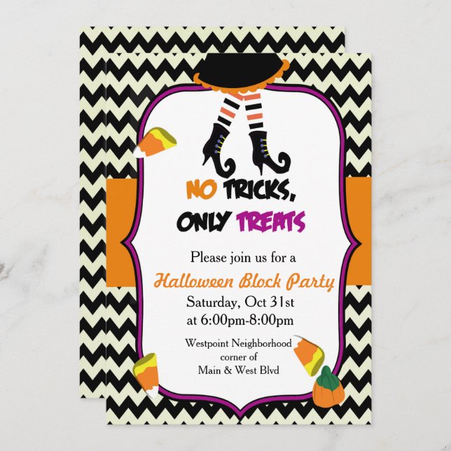 Einladung von Little Hexe Halloween-Party (Vorne/Hinten)