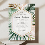 Einladung von Lush Tropics Hochzeit<br><div class="desc">Die Sammlung Lush Tropics ist eine wunderschöne und moderne Sammlung, die handbemalte tropische Pflanzen mit Aquarellmonstera und Blätter aus Palmen beherbergt. Die Farbpalette ist absolut atemberaubend, mit üppigen Grüntönen, zartem Erröten und edlem Gold, das ein perfektes tropisches Sommerambiente schafft. Jedes Element ist mit Aquarellen bemalt und verleiht dem Design ein...</div>