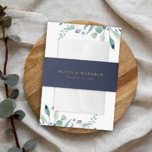 Einladung von Luxe Navy Minimalistisch Wedding Mon Einladungsbanderole