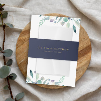 Einladung von Luxe Navy Minimalistisch Wedding Mon Einladungsbanderole