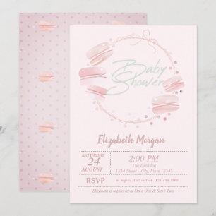 Einladung von Macarons Baby Shower