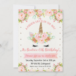 Einladung von Mädchen Unicorn zum Geburtstag