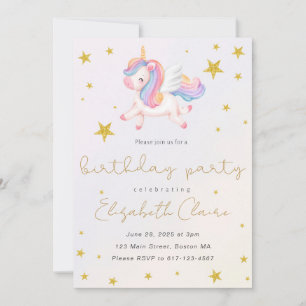 Einladung von Mädchen Unicorn zum Geburtstag