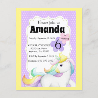 Einladung von Mädchen Unicorn zum Geburtstag