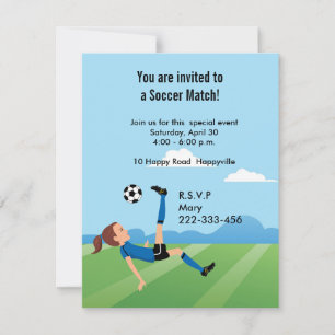 Einladung von Mädchen zum Fußball mit Illustration