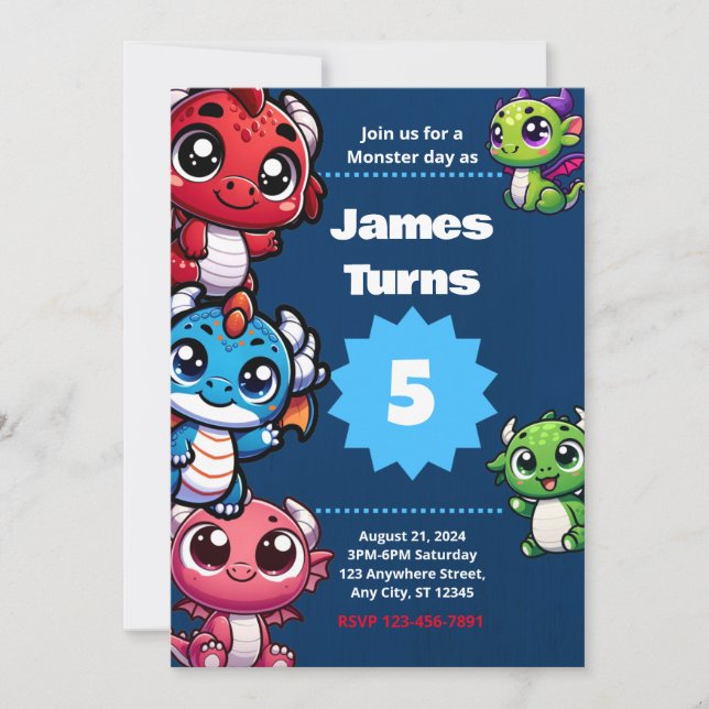 Einladung von Magical Dragon Geburtstagsparty (Vorderseite)